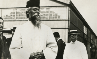 Indian poet and philosopher Rabindranath Tagore in Japan in 1916